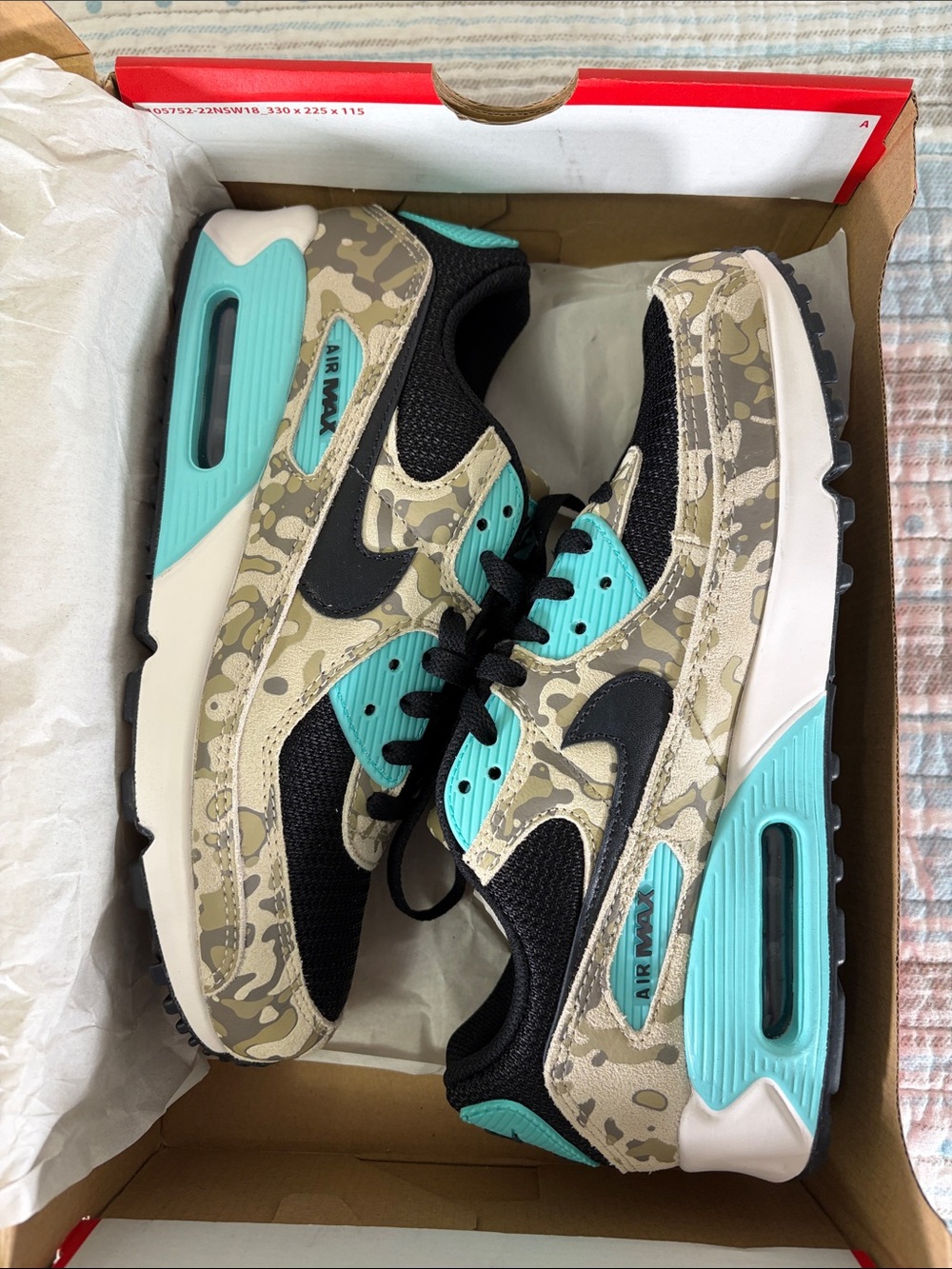 LIMITED TIME New Nike Air Max Camo Sneakers with Teal and Black Accents